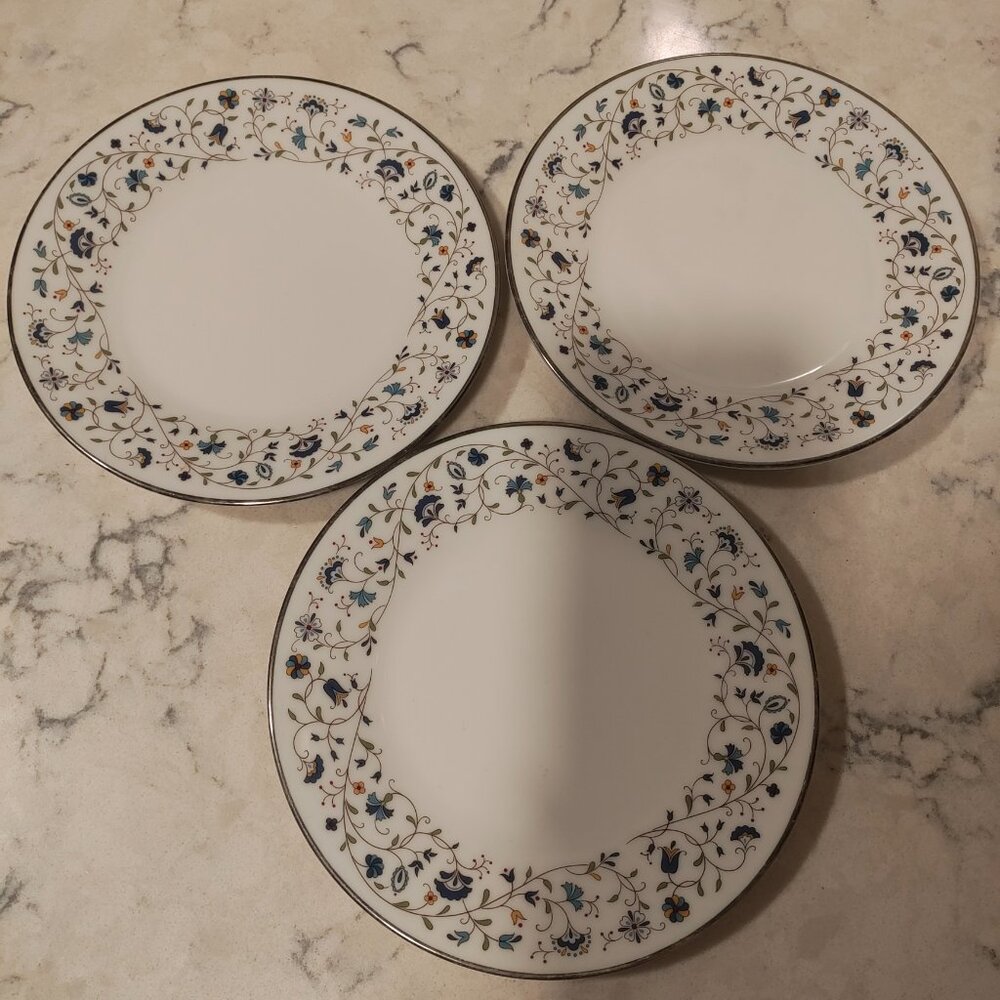 Noritake China 3 Salad Plates - Contemporary Floris Design
